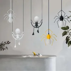 Pendant Light Nordic Little Man Spider Hanging Lamp Iron Swing Lamps Retro Loft Lighting LED Fixture for Kids Room Coffee Bar