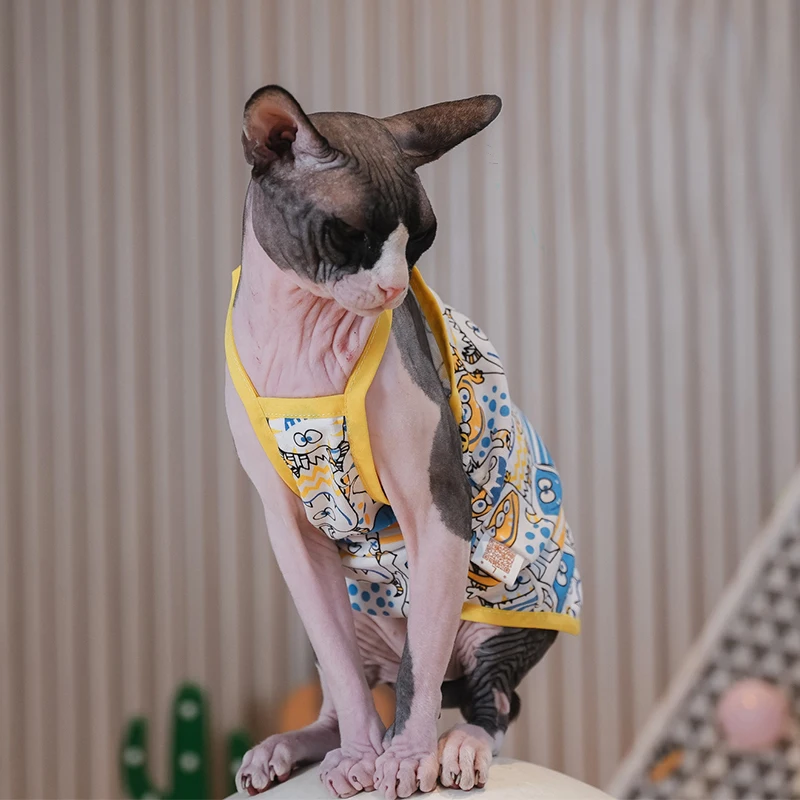 Summer Sphnx Cat Clothing Sphinx Cotton Vest  Soft Cute Sleeveless Shirt Kittens Coat Breathable Devon Rex Soft Clothing