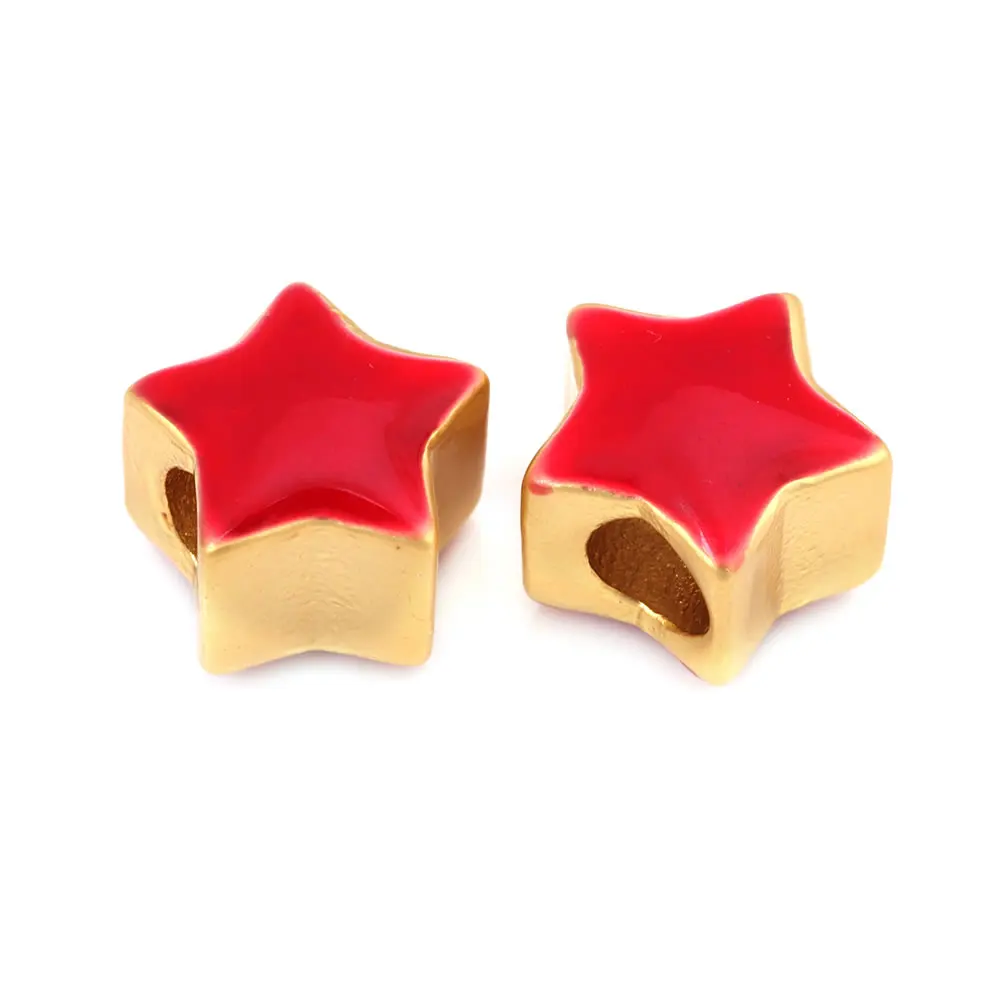 Matte Gold Color Brass with Oil Paintings Flower Bracelets Spacer Beads Jewelry Making Supplies Diy Findings Accessories