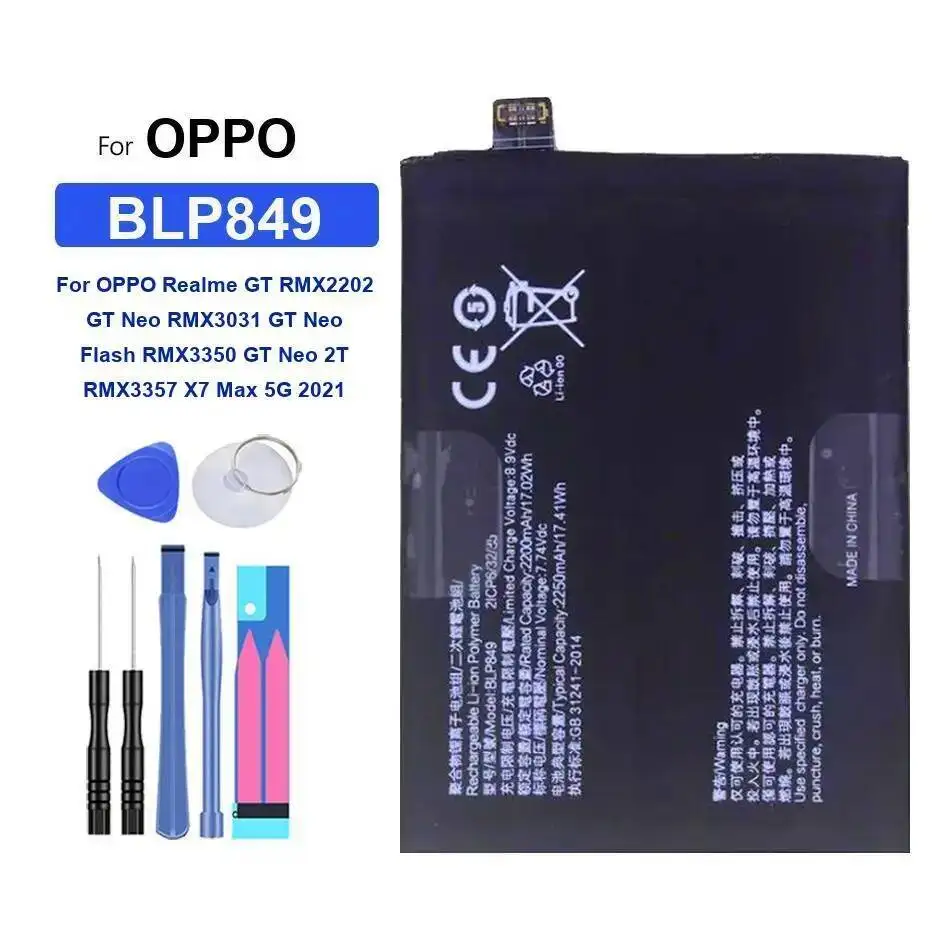 2250-4500Mah Battery For Oppo Realme Q3 V15 7 X7 Indian GT RMX2202 Neo 2T Flash RMX3031 5G Pro Max 2021 BLP833 BLP847 BLP799