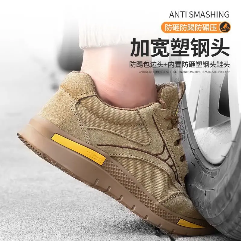New Mens Safety Boots Lightweight Anti-Smash Anti Piercing Steel Toe Work Shoes Summer Construction Site Indestructible Sneakers