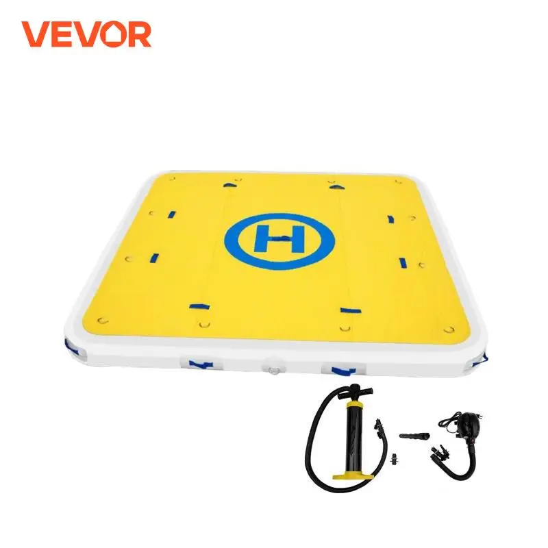 VEVOR Inflatable Dock Platform PVC Floating Dock 8 x 6 ft /8 x 8 ft /12 x 6 ft 3-4 /3-5 Person w/2 Pumps Inflatable Floats & Tub