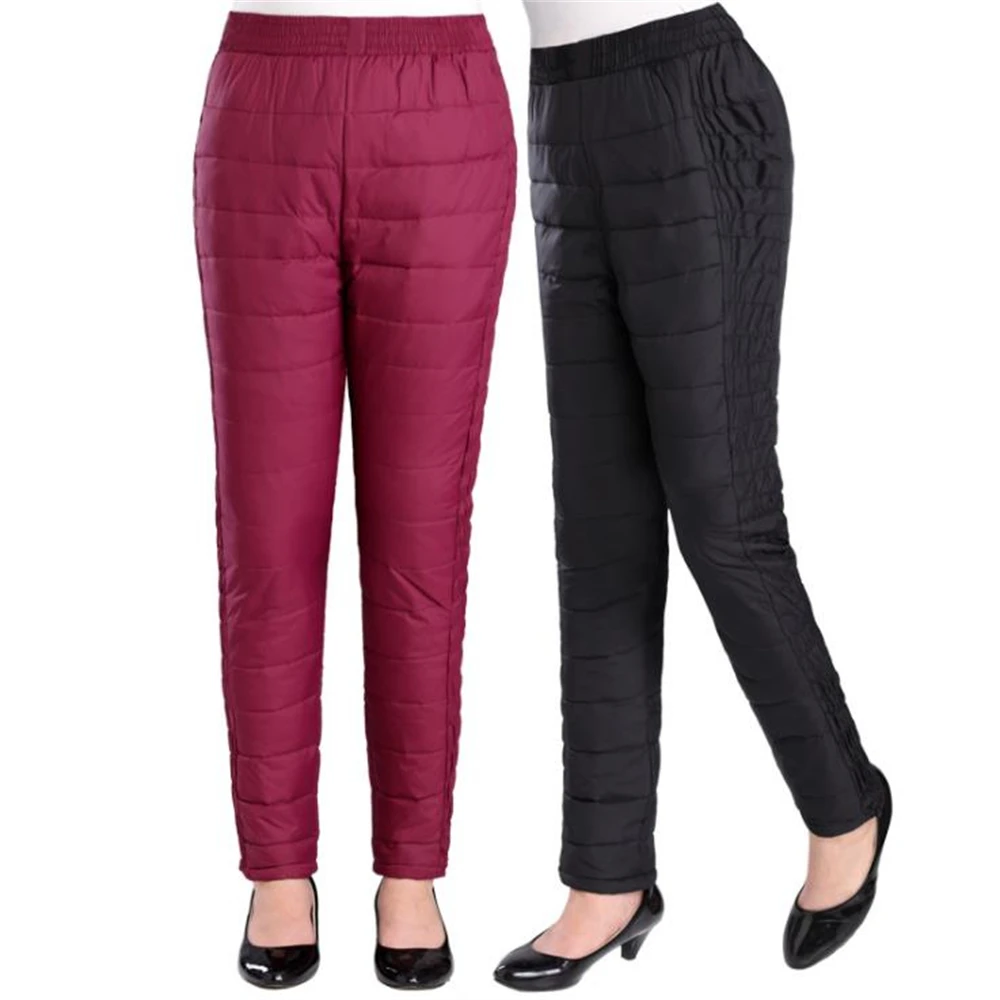 Caldo 80% bianco piumino d'anatra pantaloni donna classici spessi pantaloni donna vendita calda autunno inverno pantaloni donna vita alta Capris L-5XL