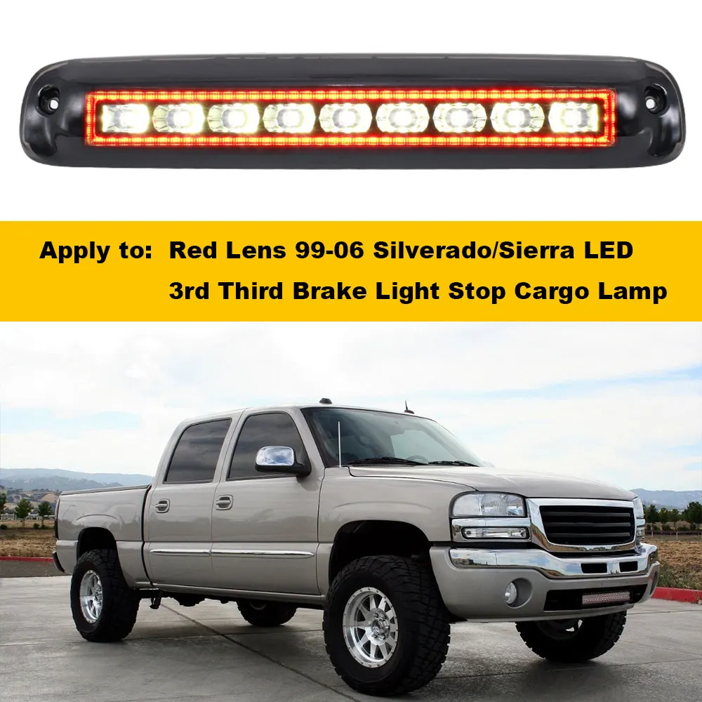 

Rear Third 3rd Stop Brake Lights For Chevy Silverado/Sierra 1999-2006 Reverse Cargo Lights Lamp DRL High Mount Pickup Taillight