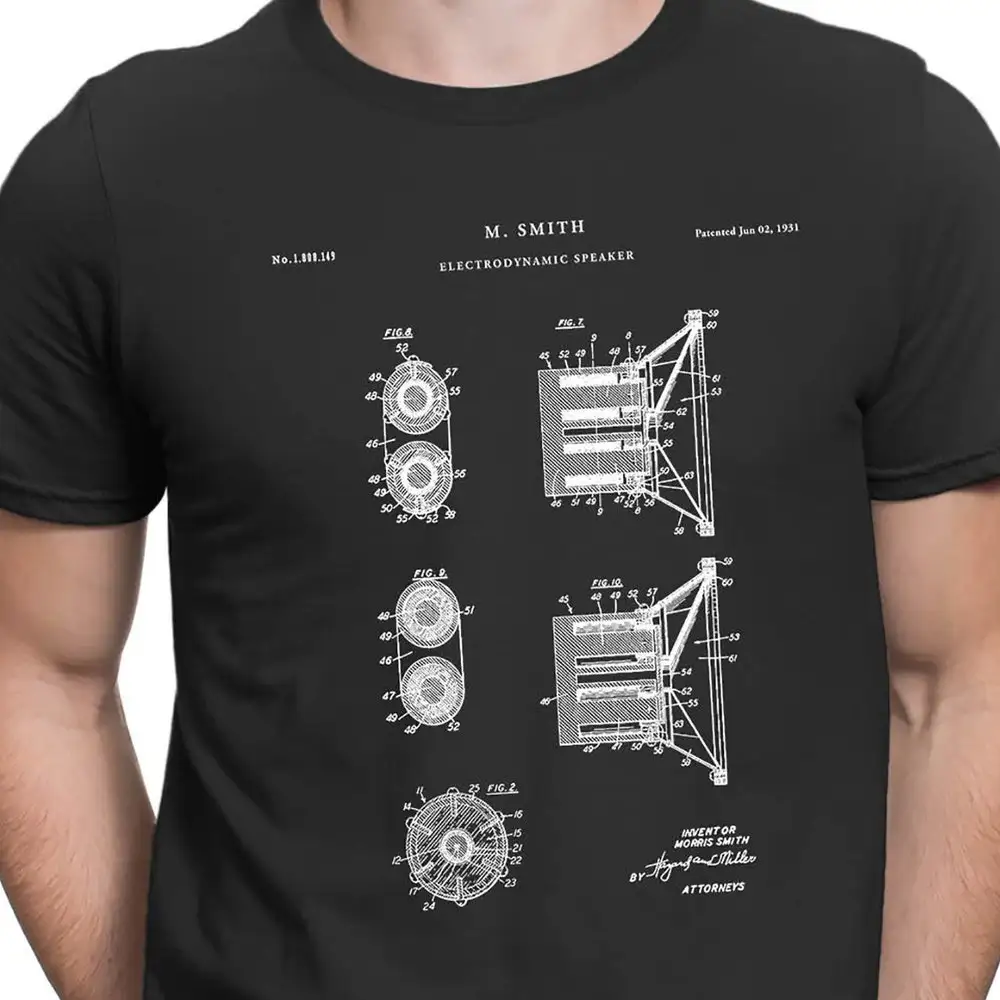 Speaker Patent Print Blueprint Art Media Room Decor Home Theatre Electrodynamic T Shirt Sound System Pt746