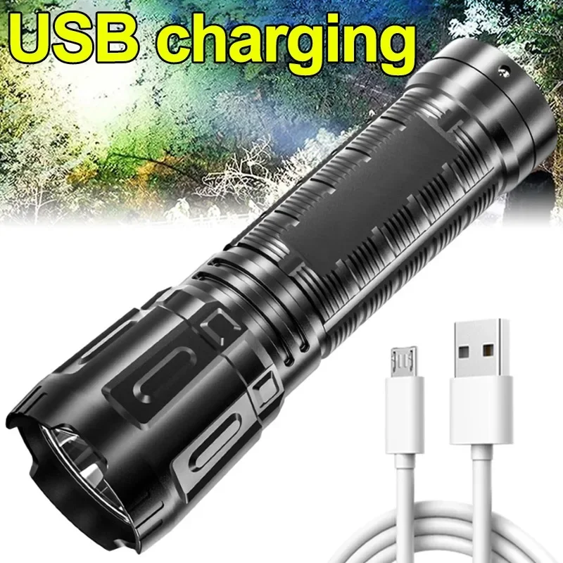 Ultra Bright Flashlight ABS Strong Light Focusing Led Flash Light Rechargeable Zoom Xenon Forces Outdoor Multi-function Torch