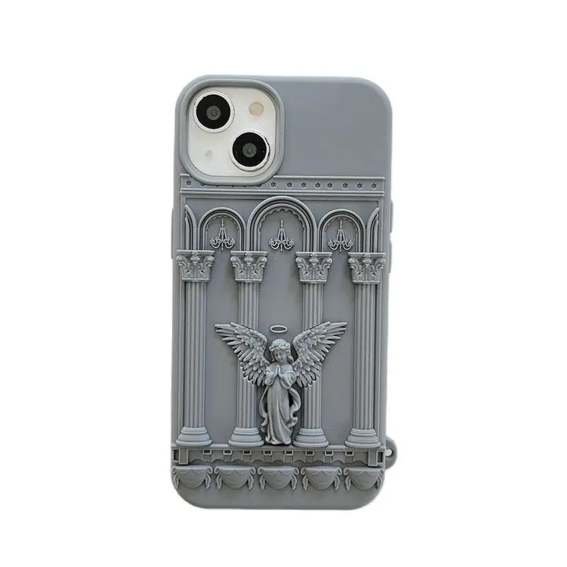 クラシックアート天使像 3D 電話ケース iphone 16 15 14 13 12 11 プロ