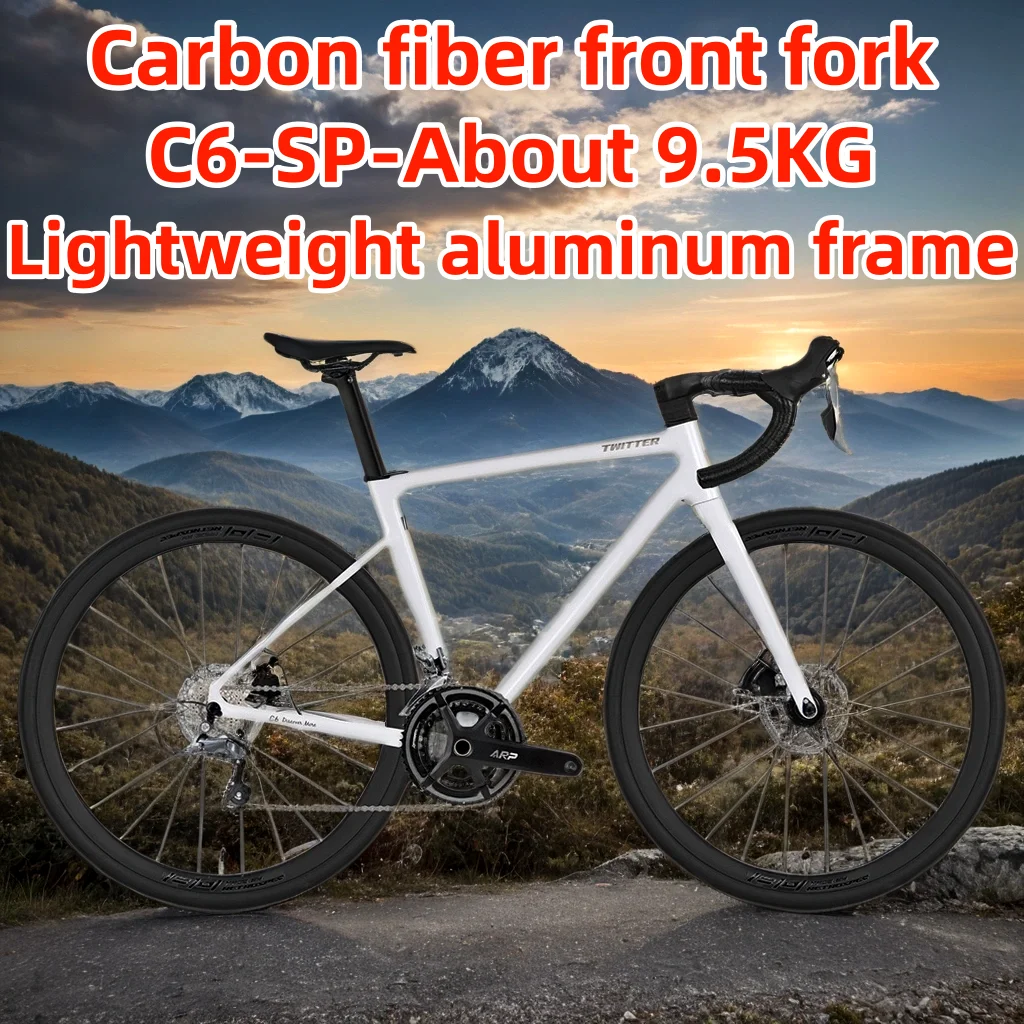 

C6-SP Lightweight Aluminum Road Bike Carbon Fiber Front Fork Wire-pull Oil Disc Brake Competitive Bicycle Transmission 700*28C