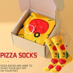 A pair of unique pizza pattern men's and women's gift socks for friends on Halloween Eve, the best socks for all seasons