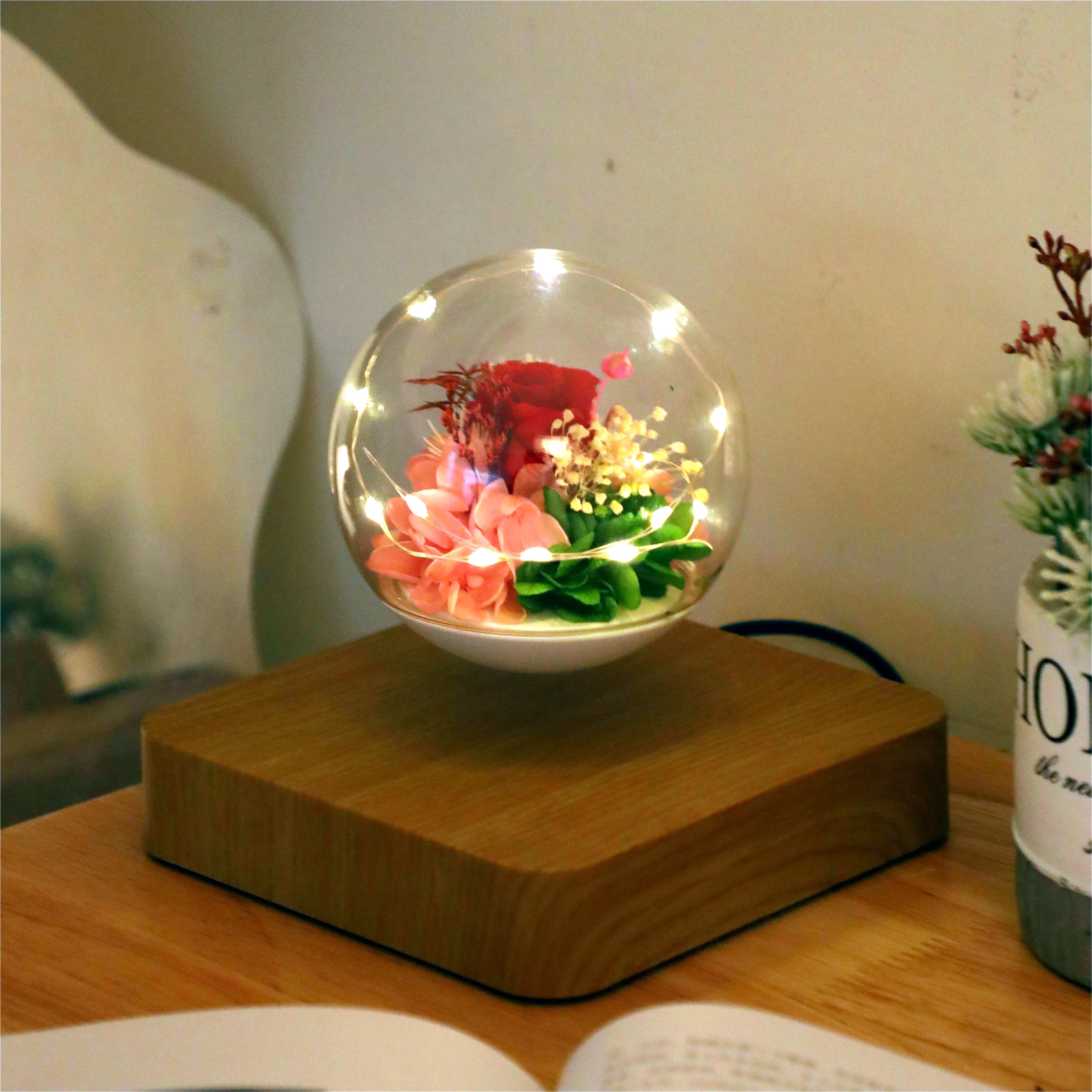 

Magnetic Levitating Flower Light Personalized Romantic Gifts Floating Decorations For Home night light table light