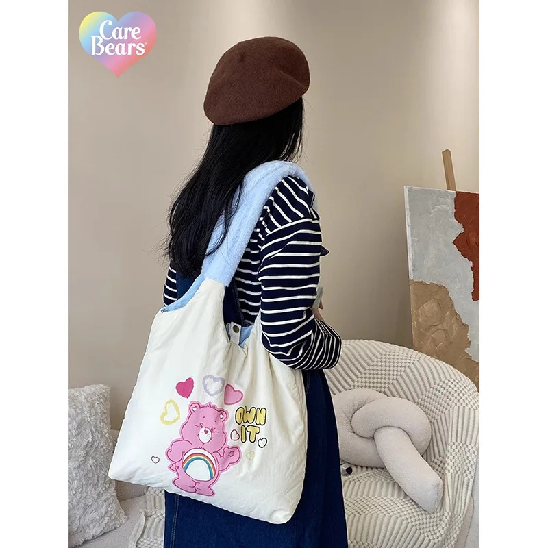 Echte Carebear Regenbogen Bär große Kapazität Umhängetasche modische und vielseitige Herbst und Winter Schüler Schult asche Geschenk