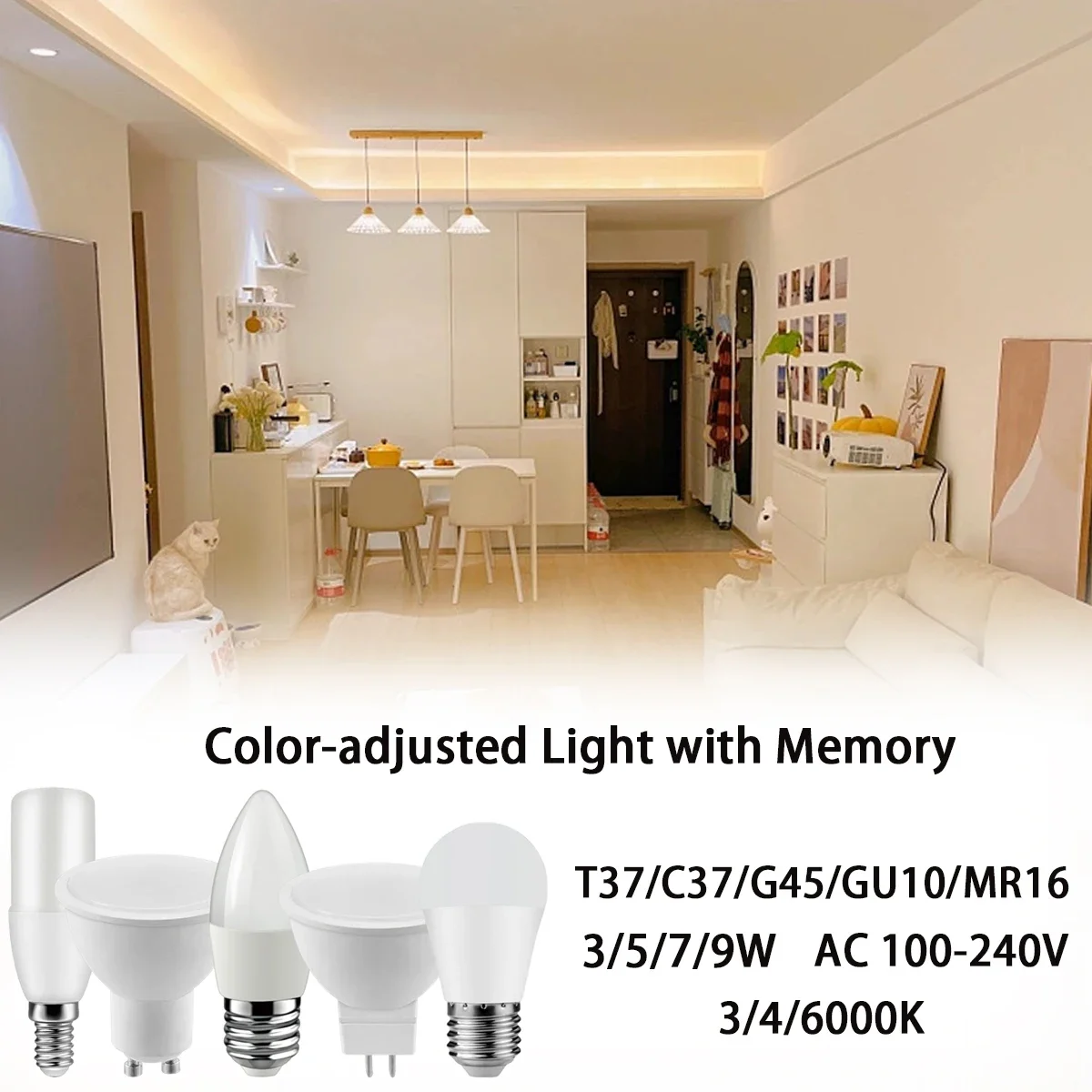 หลอดไฟ LED อัจฉริยะ3สีปรับได้พร้อมหน่วยความจำ2ชิ้น3W-7W AC100-240V E27 B22ประสิทธิภาพการใช้แสงสูง E14โดยไม่กะพริบ