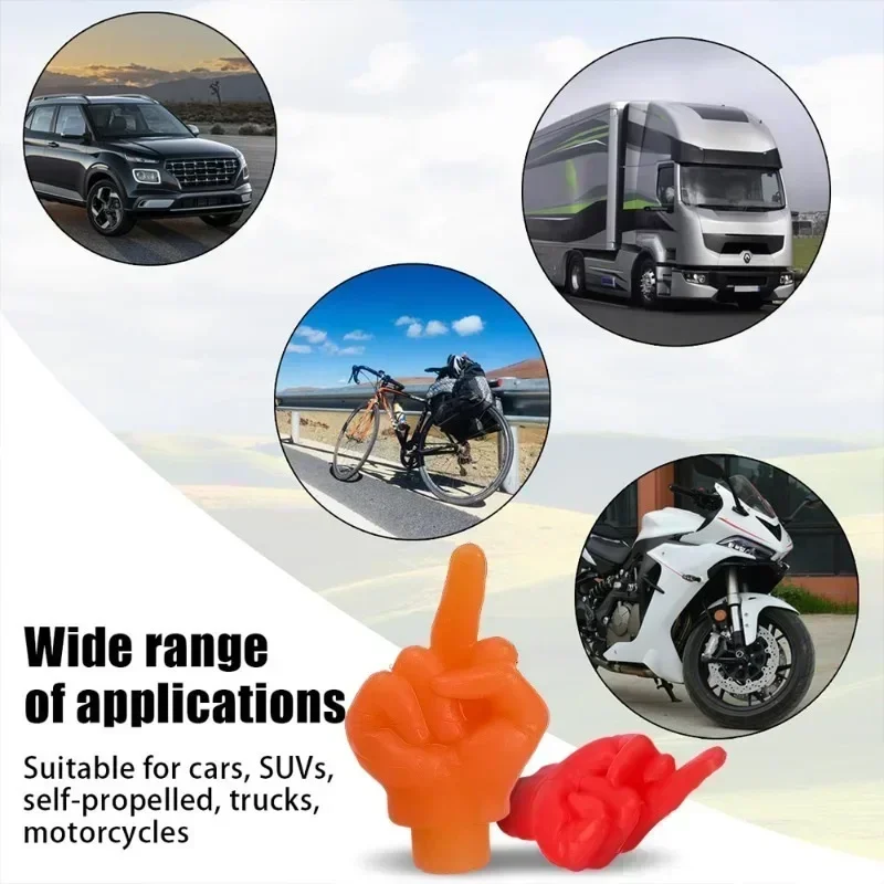 Middle Finger Styling CarTire Valve Cap Personality Decor Wheel Nozzle Dustproof Waterproof Tyre Valve Stem Caps Car Accessories view 4
