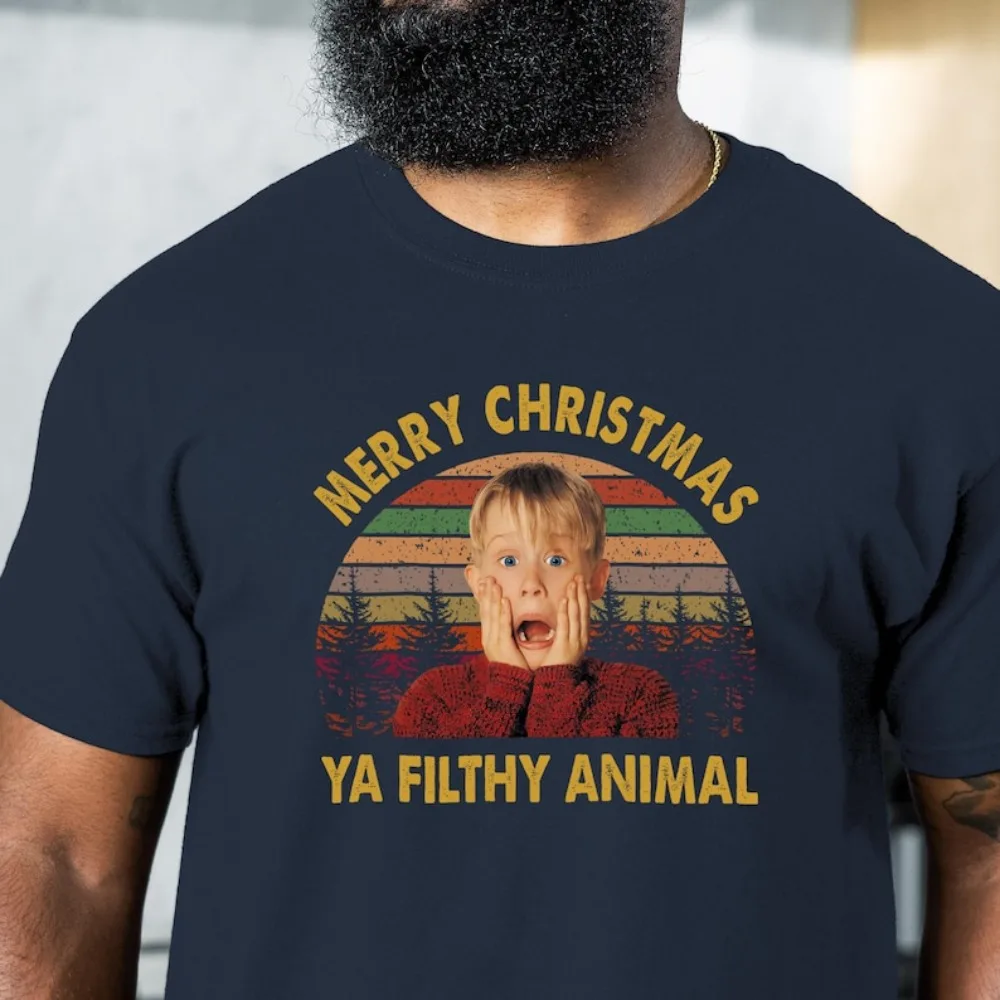 عيد ميلاد سعيد يا القذرة الحيوان الرجال الجرافيك تي شيرت مضحك المنزل وحده المحملة ريترو 90s عيد الميلاد فيلم أفضل كيفن مكاليستر هدية #2