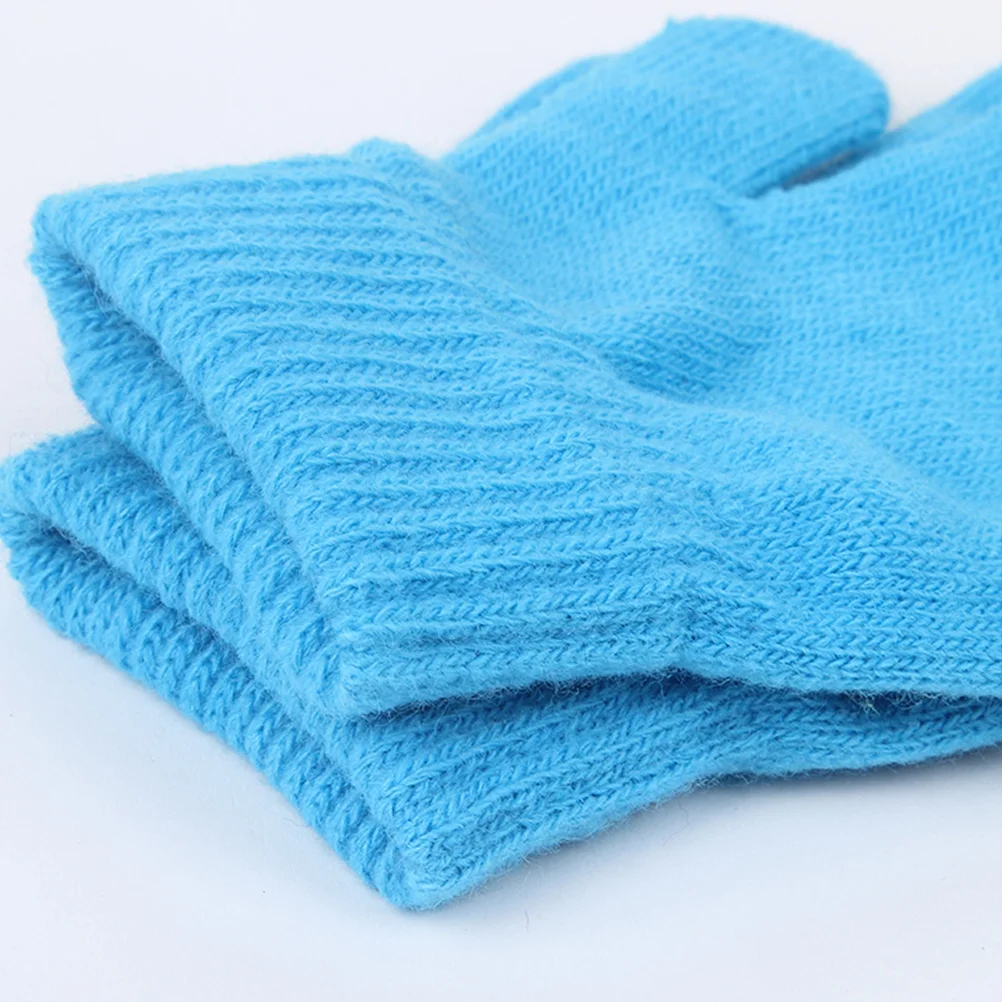 

4Pairs Kids Gloves Anti-Skid Rubber Dots Warm Comfortable Winter Sports Unisex Acrylic Medium Stretchy Random Color