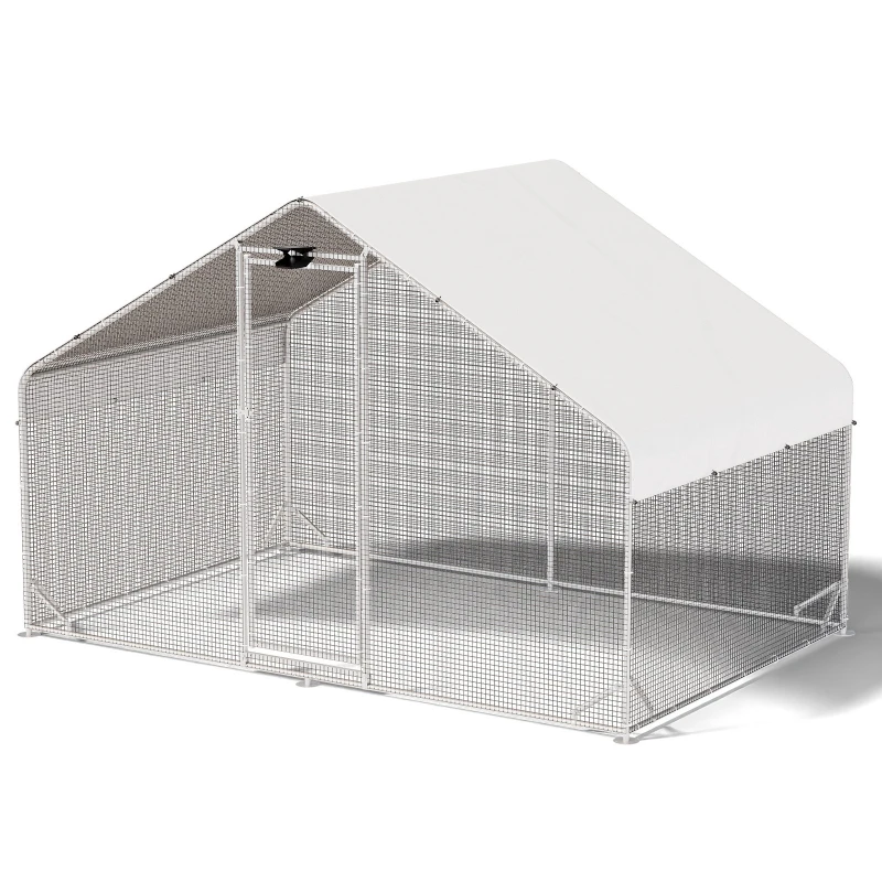 

Outdoor breeding chicken coop with light, thickened grid, fully covered with sun protection and rain cloth, chicken coop