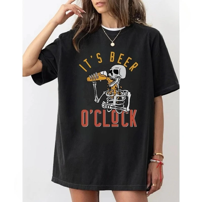Beer O'Clock T-Shirt: Funny Craft Beer Lover Gift Summer unisex Loose and Breathable T-shirt Top