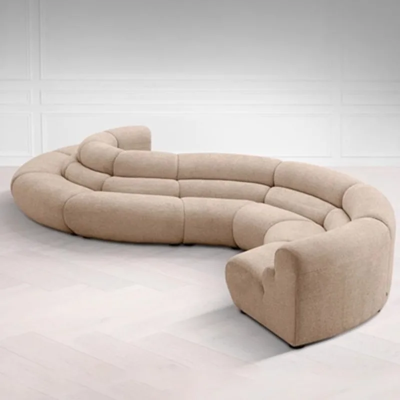 Italian minimalist living room large curved sofa, special-shaped modern casual fabric sofa