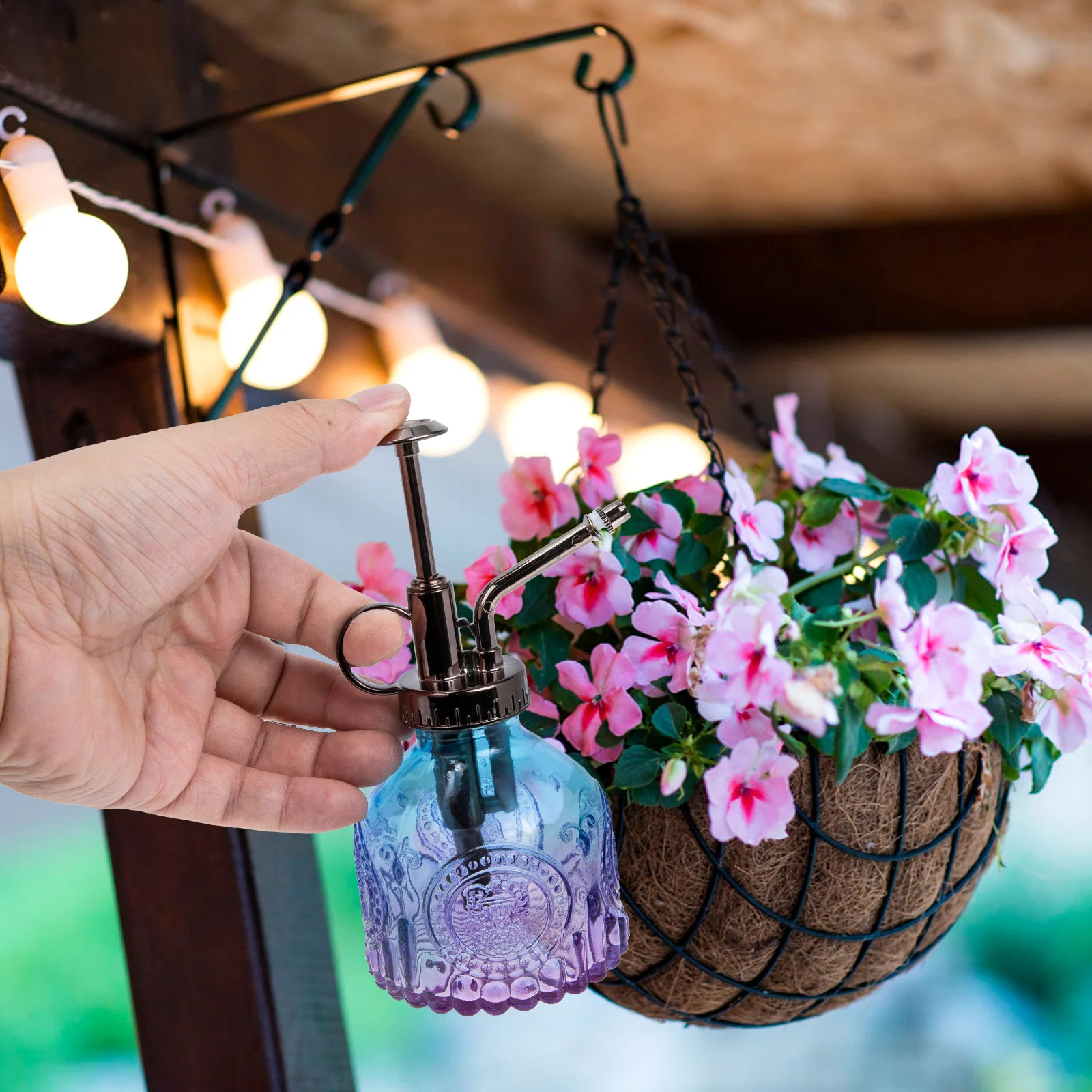 

Glass Plant Mister Watering Bottle Vintage Press Pump Design Precise Water Flow for Small Home Garden Plants Bonsai