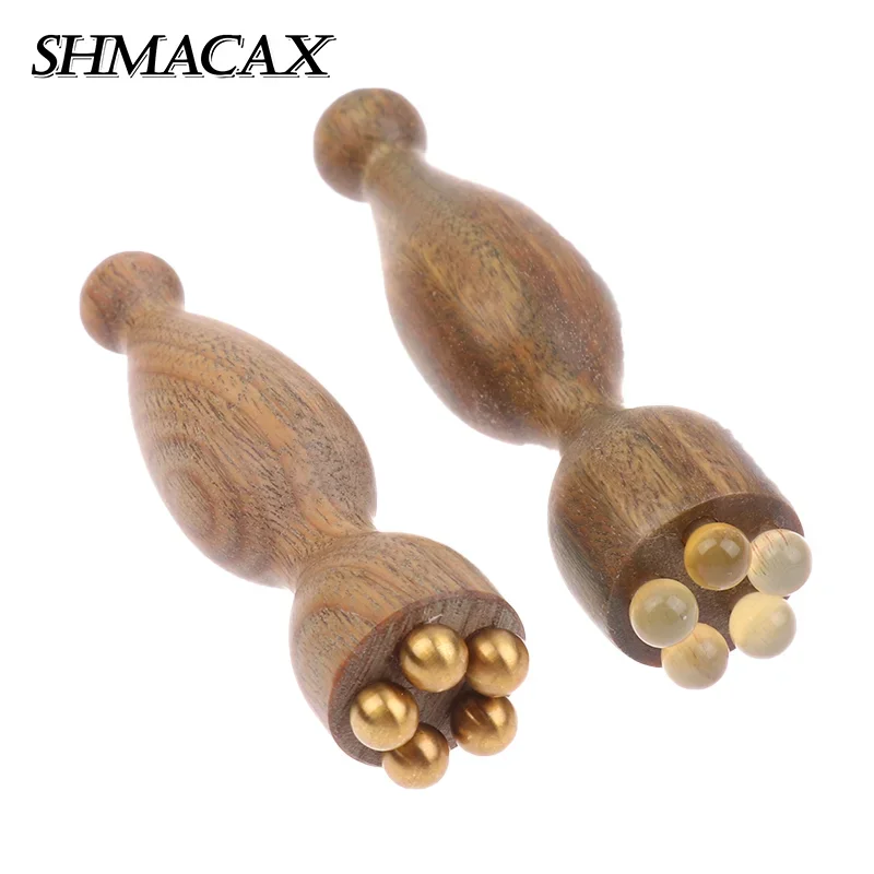 Lotus Seedpod Shape Massager Facial Physiotherapy Tool Green Sandalwood Face Massage Tools Gua Sha Face Skin Care Massage Sticks