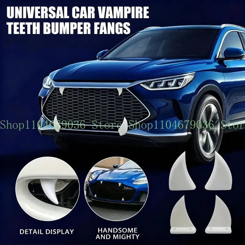 652F Universal Car Front Grill Teeth 3D Printed Vampires Tooth Decoration for Car