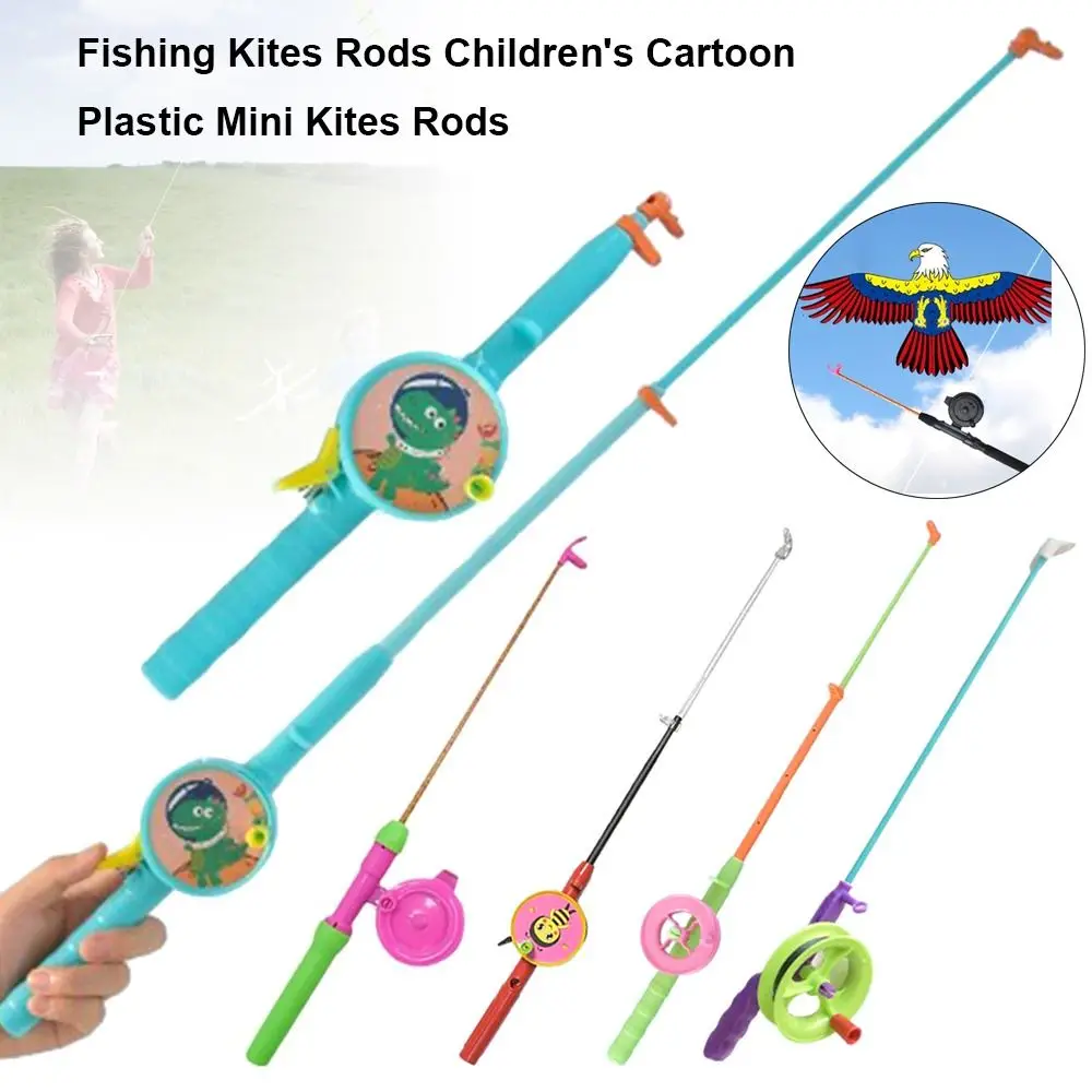38cm/58cm/80cm Children Fishing Kites Rods Stretchable Diverse Styles Mini Kites Rods with 50meters Line Cartoon Fishing Rods