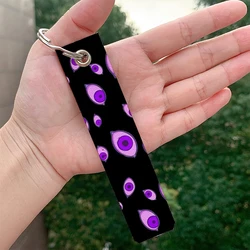 Fashion Purple eyes leather motorcycle Custom Key chain Strap Key rings Hanging Holder Bag Wallet Trinket Keychain Hanging Bag