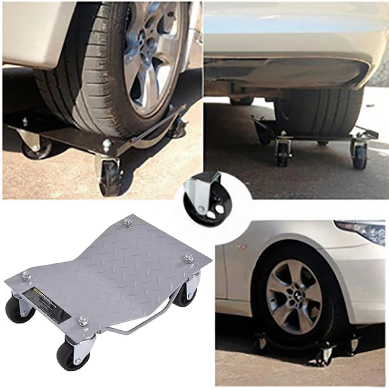 

1/2 Pcs Car Tire Wheel Trolley Dollies Vehicle Moving Tire Skates with 4 Casters 1500 Lbs Weight Capacity Auto Repair Mover