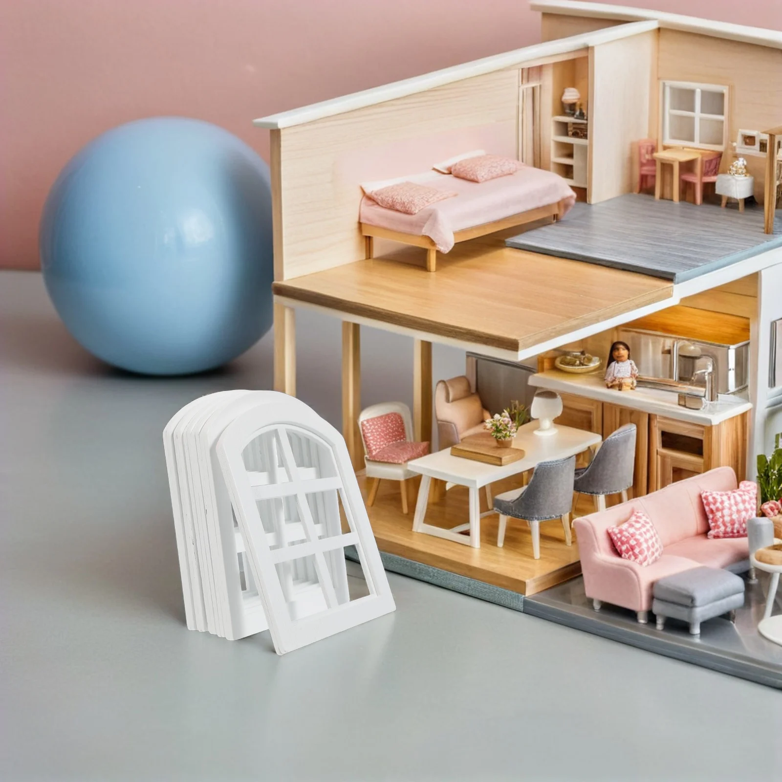 Meubles miniatures échelle 1:12, cadres de fenêtre en bois pour maison de poupée, intérieur réaliste, décoration de maison, accessoires de Simulation, 6 pièces