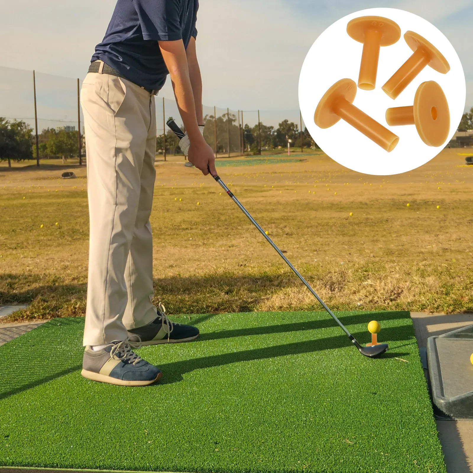 4 unidades de tees de golf, duraderos, flexibles, ligeros, con cabeza de gran tamaño, reutilizables, resistentes al desgaste, para sujetar la pelota de golf y mejorar la distancia y el alcance del golpe.
