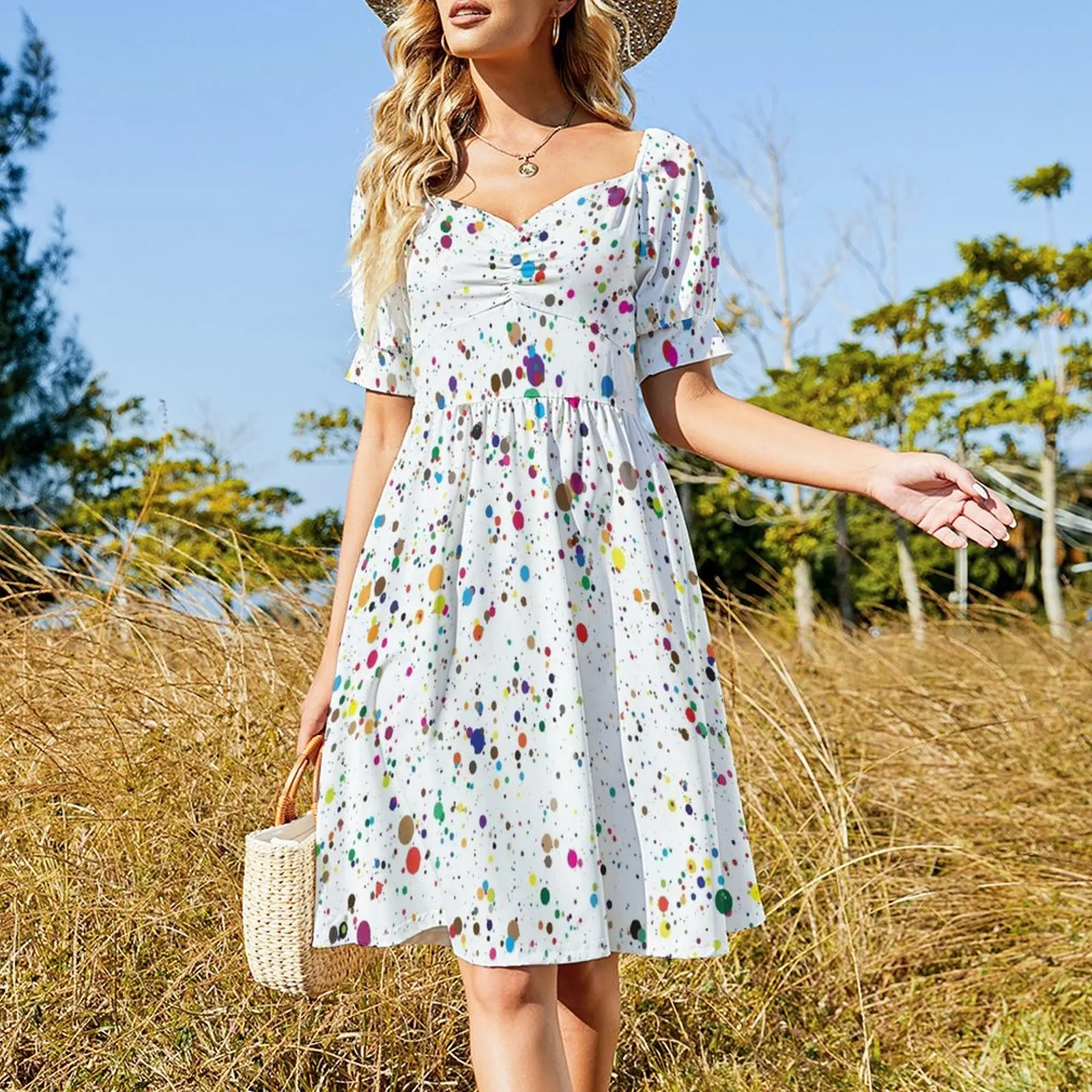 colorful paint splatter confetti Sleeveless Dress elegant dresses for women purple dress sexy dress for women