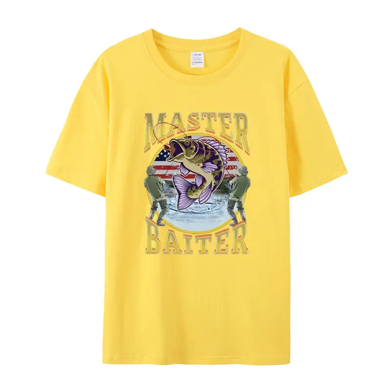 Camiseta holgada de manga corta para hombre y mujer, camiseta con estampado de pesca de algodón para verano, cultura de pesca al aire libre, MASTER BAITER, ropa informal