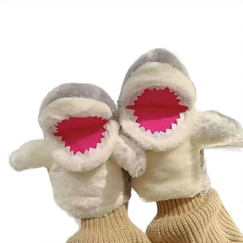 Peluche ripiene Giocattoli animali Squalo grigio Mano Dito Storia Burattino Bambole carine Giocattoli educativi per bambini Squalo simulato Regalo per bambini