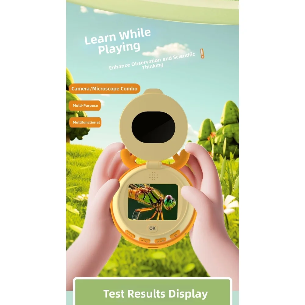 

Kids Digital Microscope with 2 0 Inch IPS Screen 4X Digital Zoom Dual Lens and LED Lights for Enhanced Observation