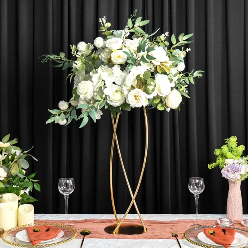 Gold metal flower stand decorative table ornament 60/80 cm flower riser display base flower stand