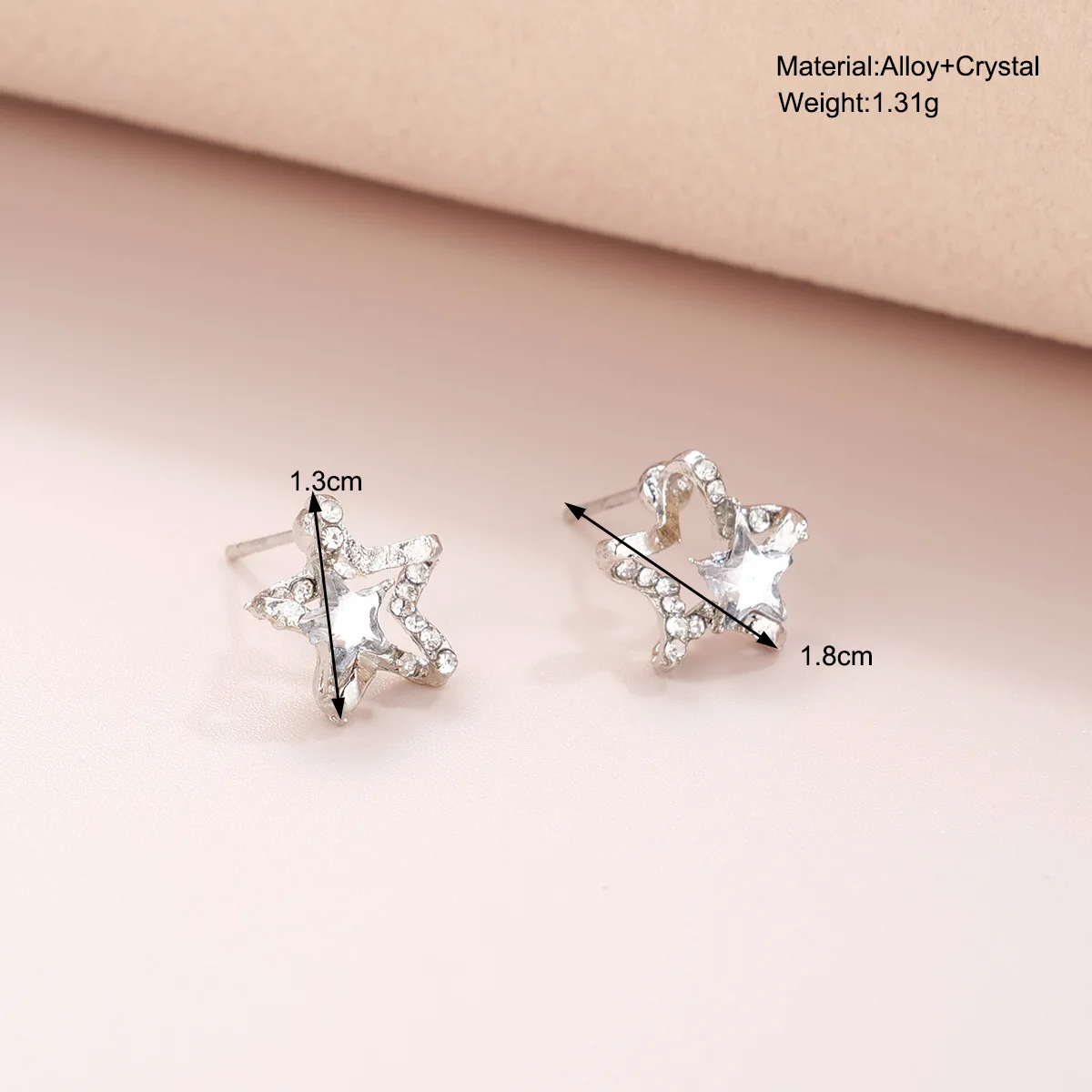 1set New Zircon Hollow Star Earrings For Women With Niche design, high-end Sense Pentagram Personalized And Versatile Earrings