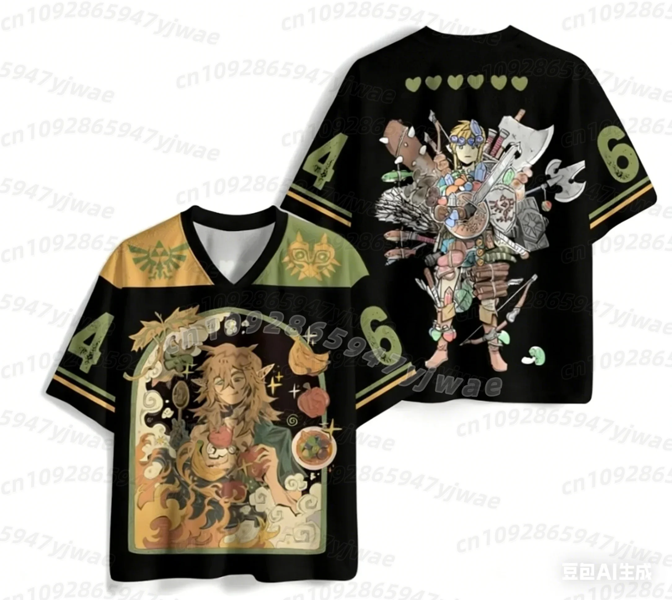 The Legend Of Zelda Tears Of The Kingdom Jersey T-Shirt 3d Print Link Zelda Street V-Neck Mesh Men Women Short Sleeve T-Shirt view 4
