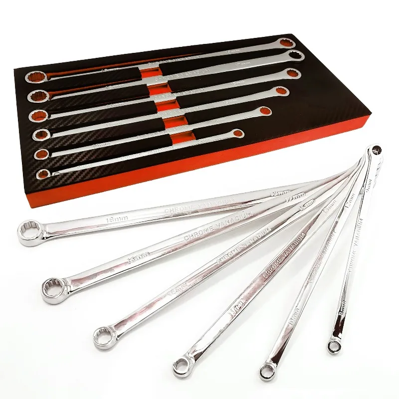 

6Pcs Extra Long Double Offset Box Wrench Set Professional Aviation Spanner Auto Mechanical Repair Tools
