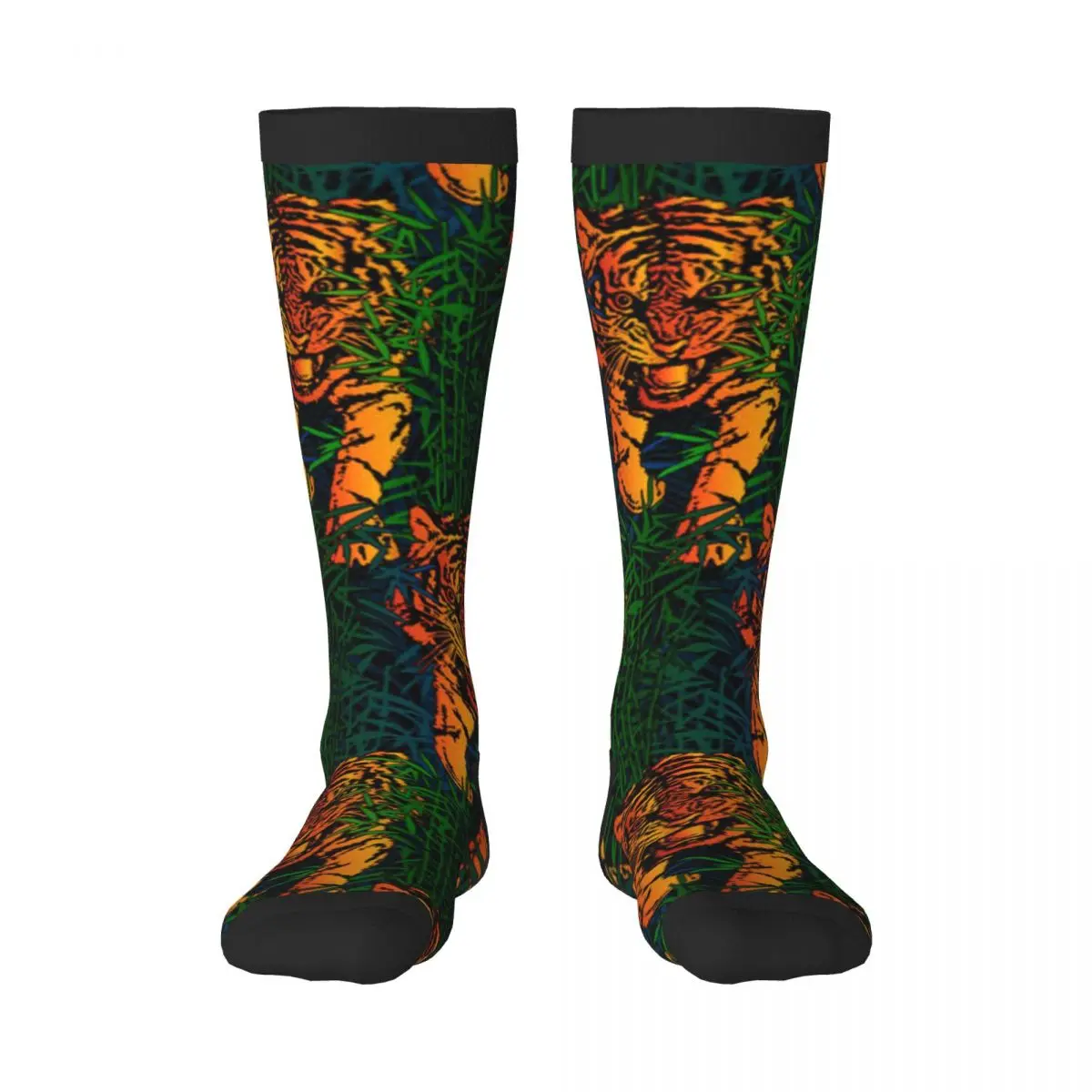 

Tiger With Leaves Unisex High Socks for Men Women Autumn Winter