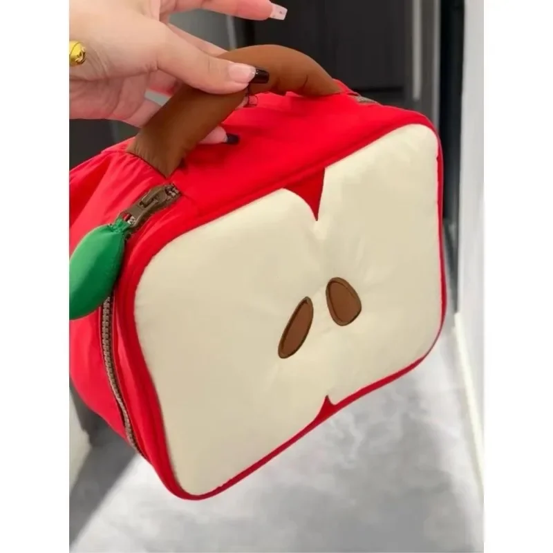 Cartoon Apple Pattern Makeup Bag Women Travel Cosmetic Toiletry Storage Pouch Portable Zipper Organizer Christmas Gift