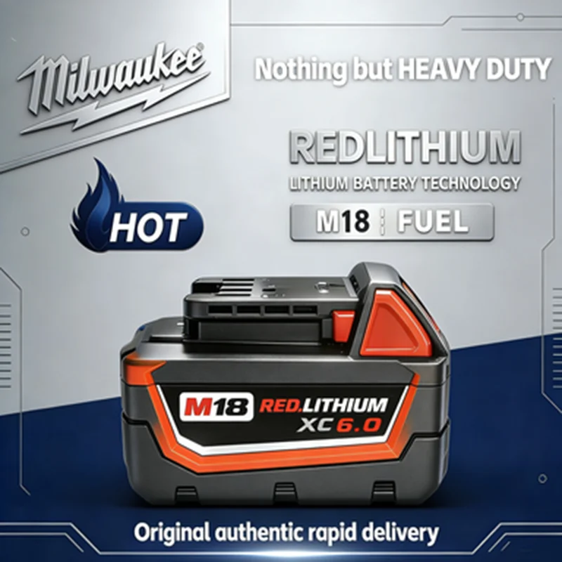 

Milwaukee M18 Original 18V Rechargeable Battery 6000mAh M18B6/M18B5, Replacement LithiumBattery for Power Tools
