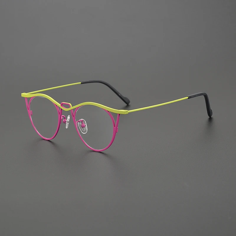 

Очки в оправе из чистого титана с художественным дизайном «кошачий глаз», модные очки в стиле ретро, оптические очки по индивидуальному заказу