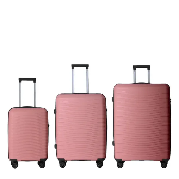 

3-Piece Pink Luggage Set (20', 24', 28') with Spinner Wheels & Scratch-Resistant Surface