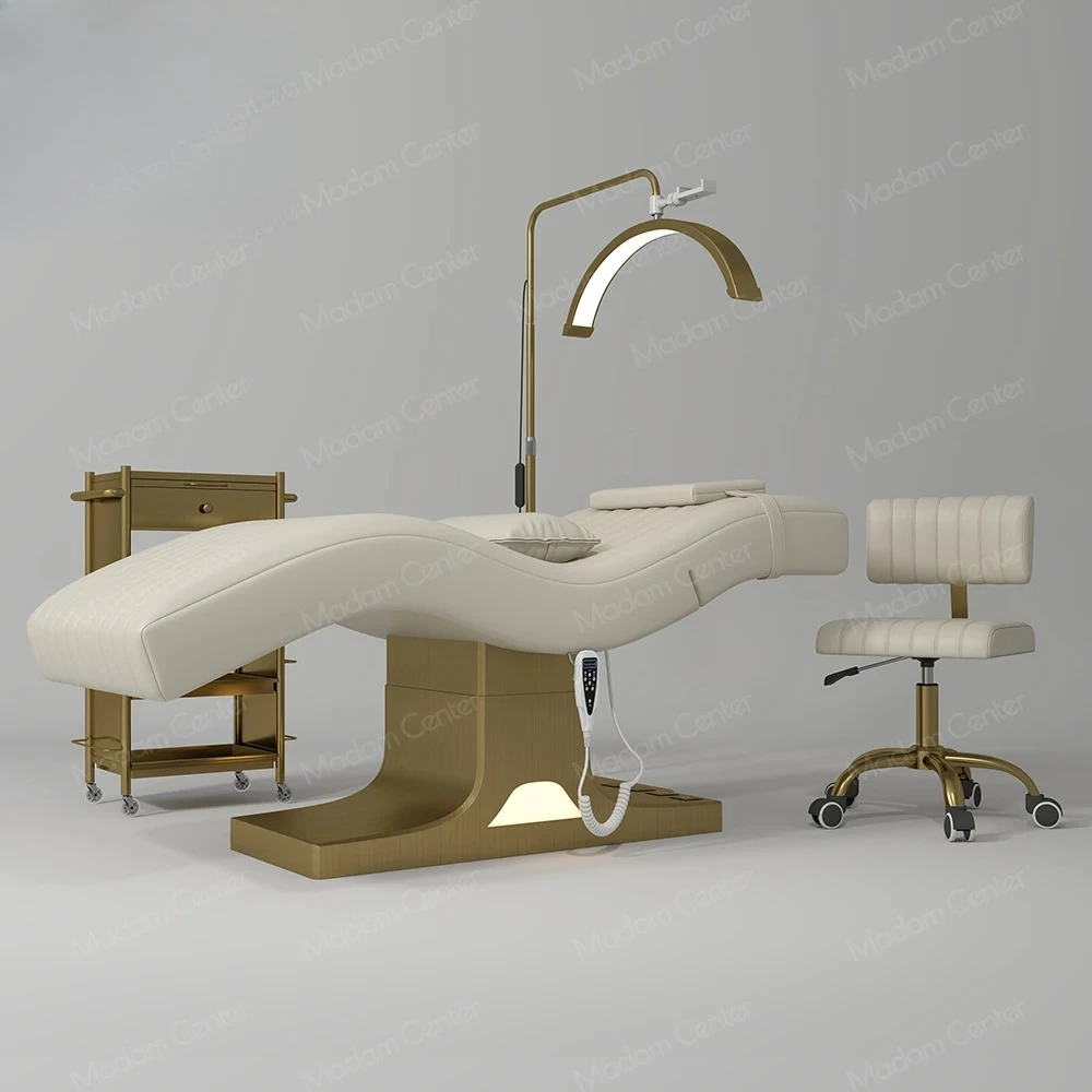 

Modern Design Synthetic Leather Eyebrow Designer Stretcher Aesthetic Eyelash Extension Chair with Lash Supplies