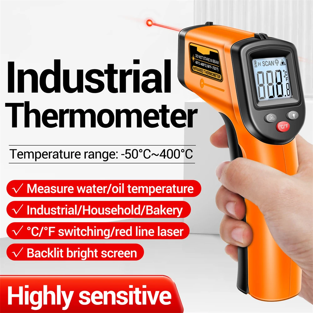 TH104 Infrared Temperature Gun -50~550℃ IR laser Sensor Thermometer Thermal Imager VA Screen Meter Pyrometer Tool