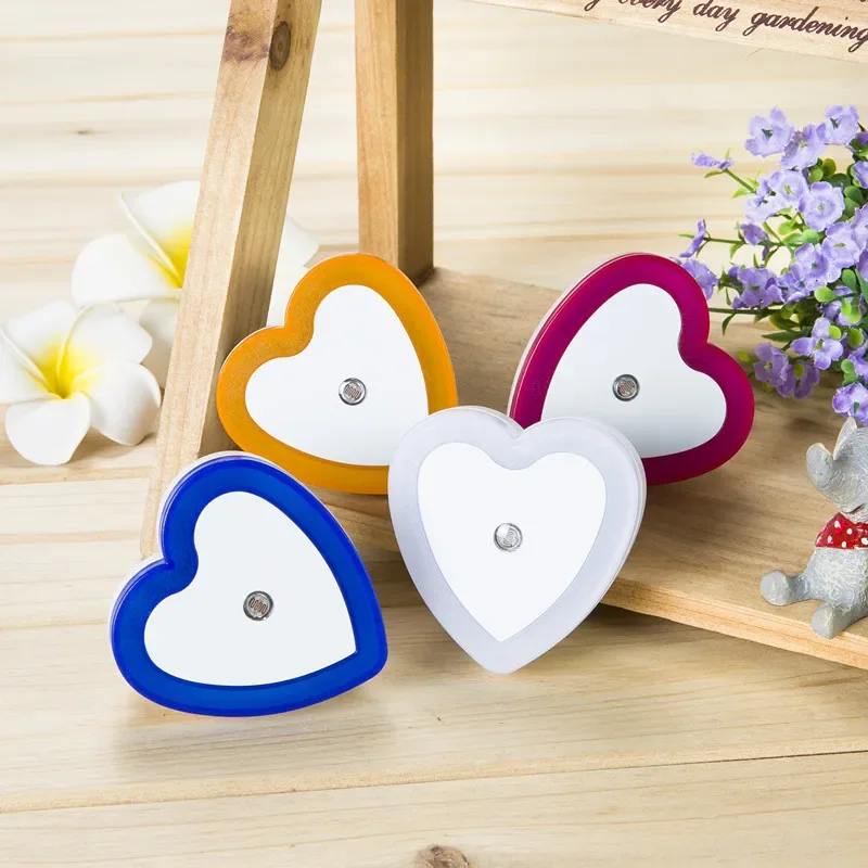 LED Night Lights Heart-shaped  Wireless Sensor EU/US Plug Night Ligh Bedroom Living Room Baby Room Lighting Energy-saving Light