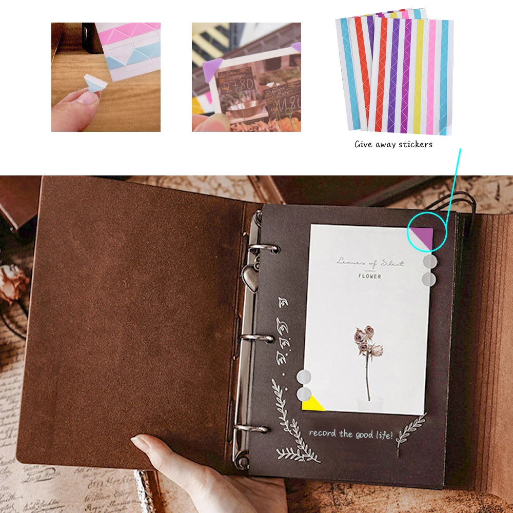 Photo Album Vintage Leather Scrapbooking 30 Sheets (60 pages) Album Photo Book Memories Book Refillable Black Pages Kraft Papper