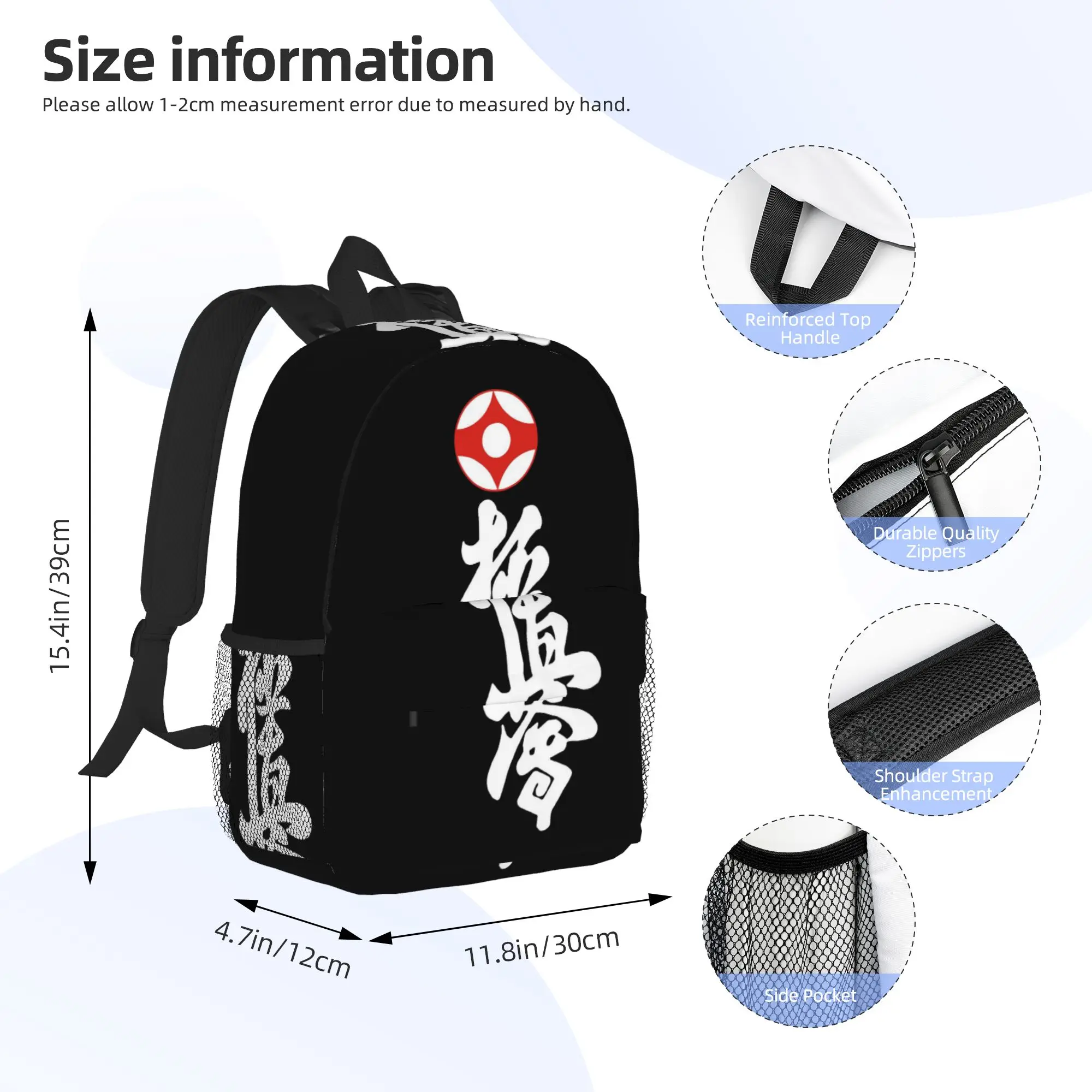 Kyokushin Karate Kanji Taijutsu Backpack Hot Sale Daypack Large Capacity Boy Girl BookBag Shoulder Bags for Men Women School Bag