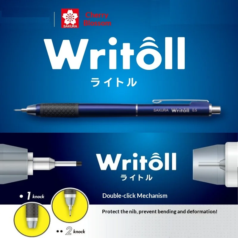 Japan Sakura NS505W 0.5mm Double Knock Mechanical Pencil Retractable Tip Drafting Drawing Writing Pen Office School Stationery