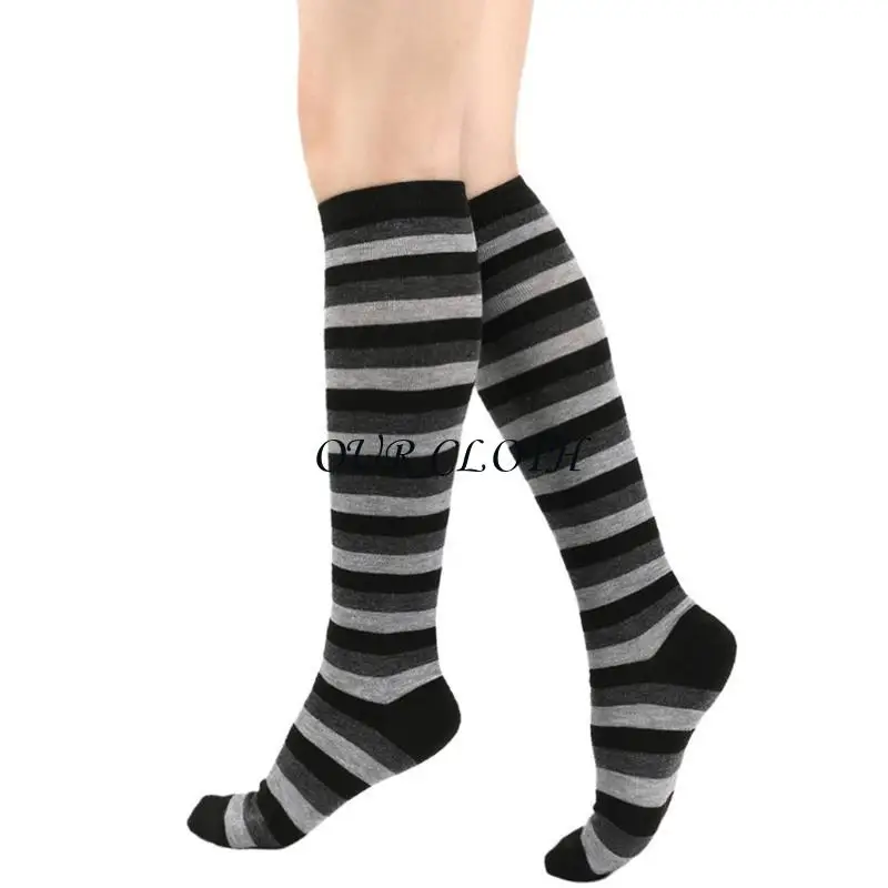الرجال الرجال الجدة أفقية مخطط مخطط الجوارب عالية الجوارب cosplay زي مضحك جوارب ملونة طويلة الأنبوب الجوارب الجوارب y1ac #2